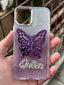 iPhone "12/12 Pro" Queen Butterfly Glitter Case - Purple