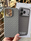 iPhone "14 Pro Max" Woven "Leather Feel" Case - Gray