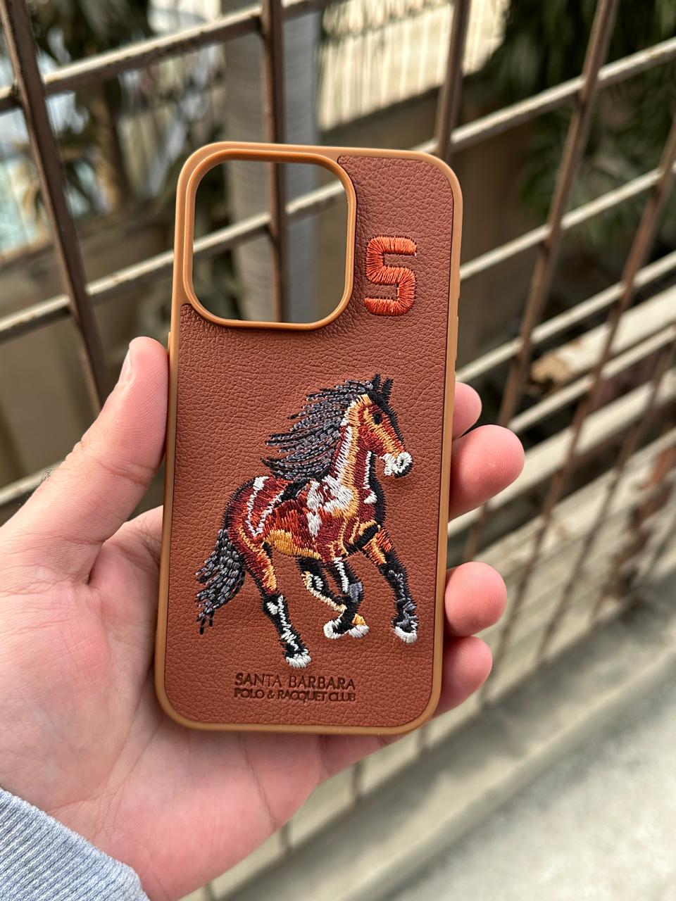 iPhone "15 Pro" Premium Polo Embroidered Case - Brown