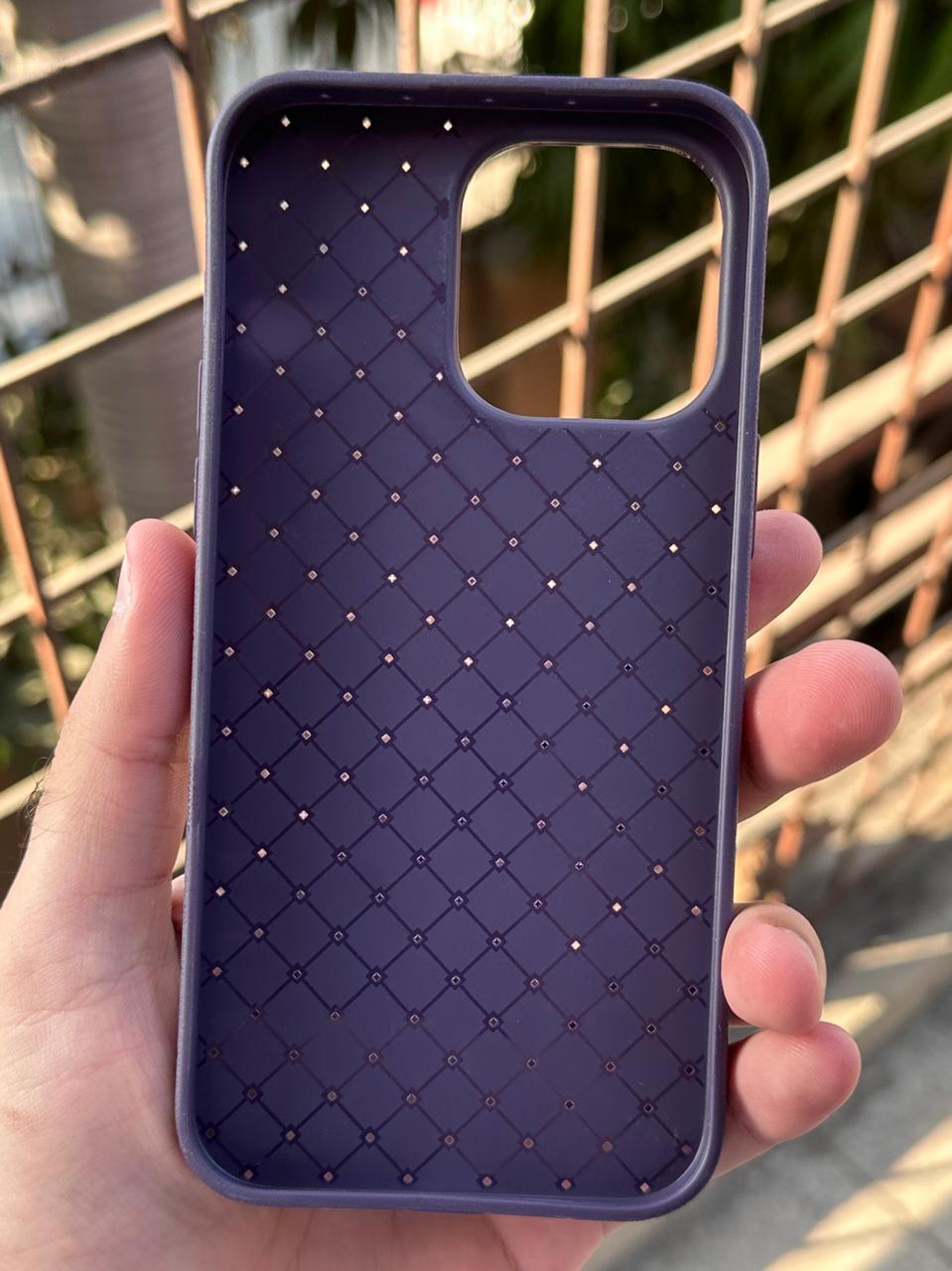 iPhone "14 Pro Max" Woven "Leather Feel" Case - Deep Purple