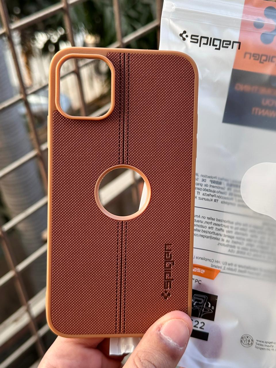 iPhone "11 Pro Max" Spigen Premium Lining Stitched Case - Brown Main image
