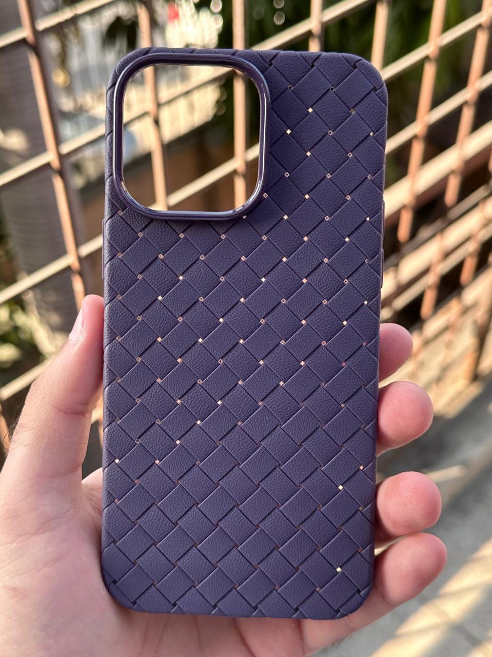 iPhone "14 Pro Max" Woven "Leather Feel" Case - Deep Purple Secondary image
