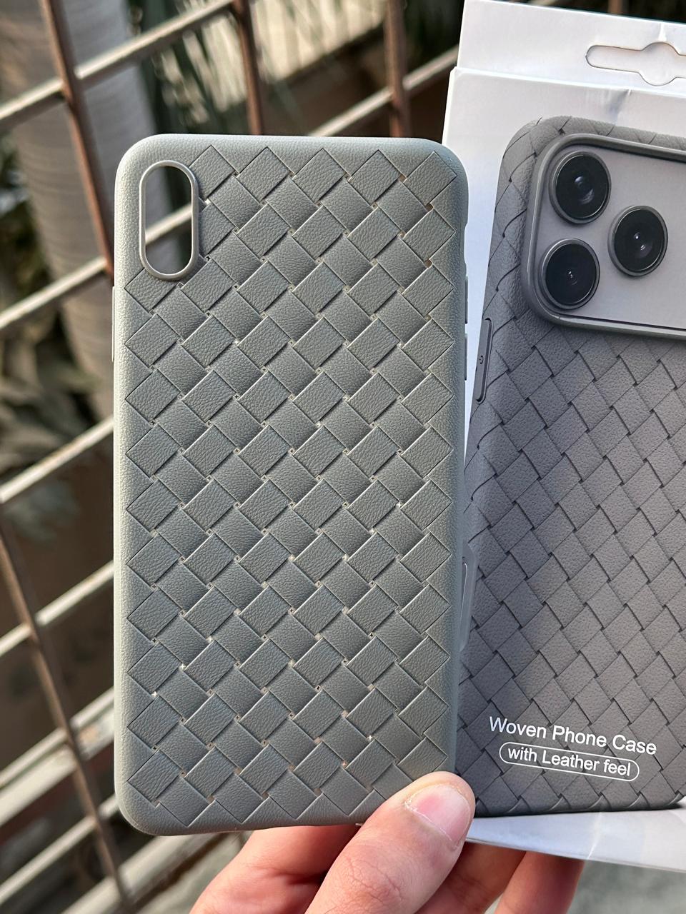 iPhone "XS Max" Woven "Leather Feel" Case - Gray