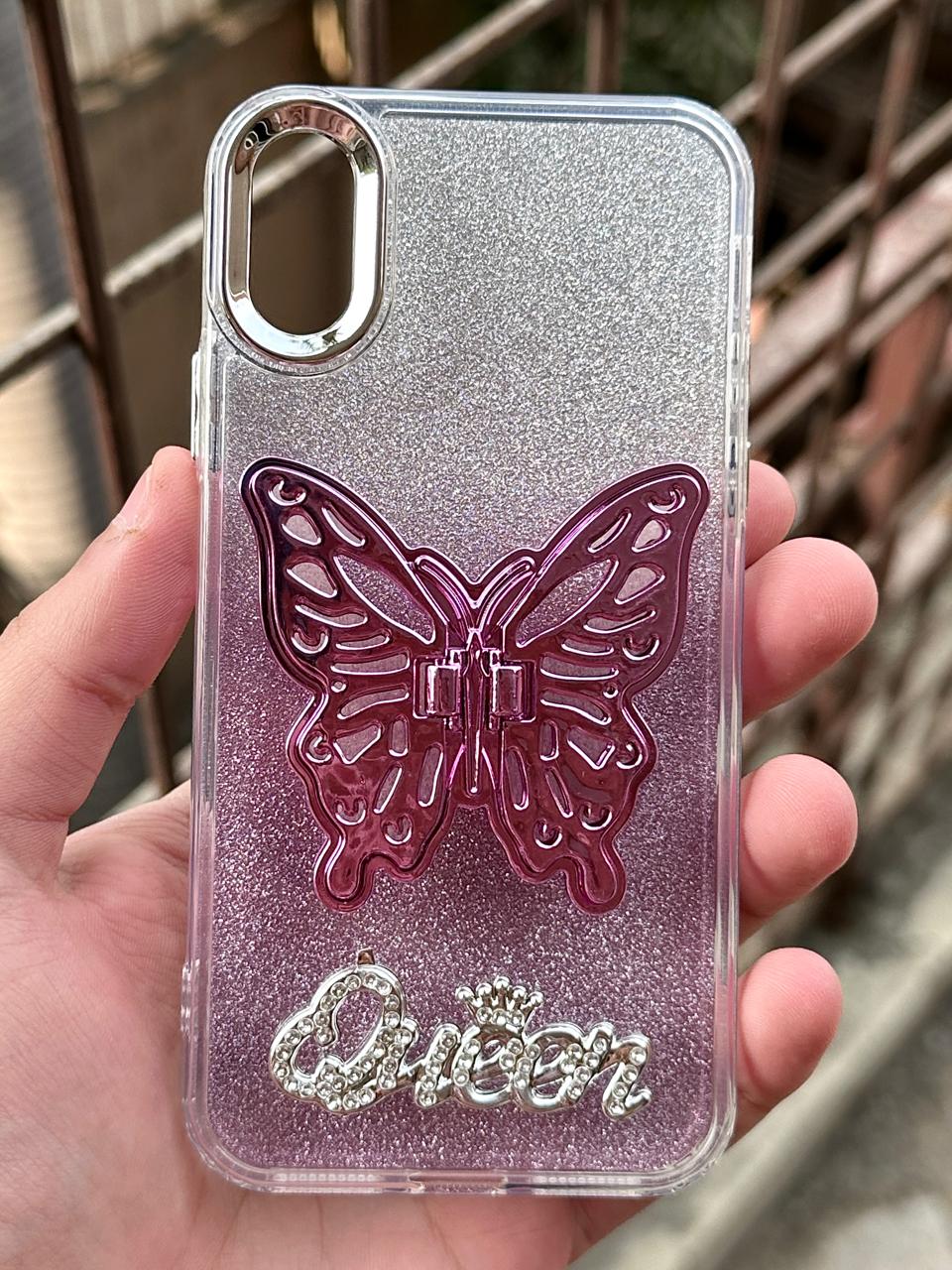 iPhone "X/XS" Queen Butterfly Glitter Case - Lilac