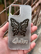 iPhone "12/12 Pro" Queen Butterfly Glitter Case - Black