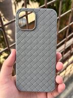iPhone "12 Pro Max" Woven "Leather Feel" Case - Gray