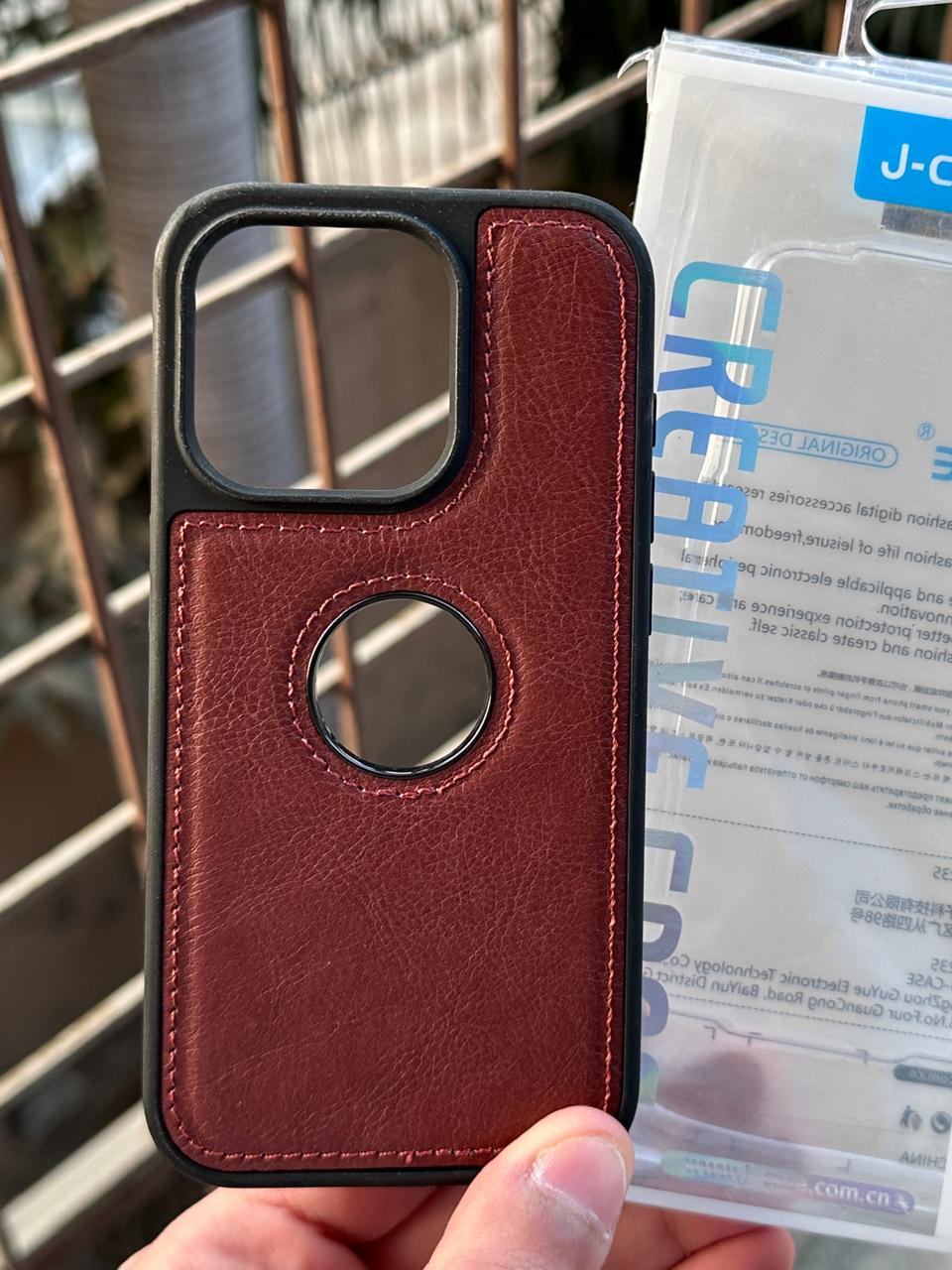 iPhone "14 Pro" Premium J-CASE Leather Case - Brown Main image