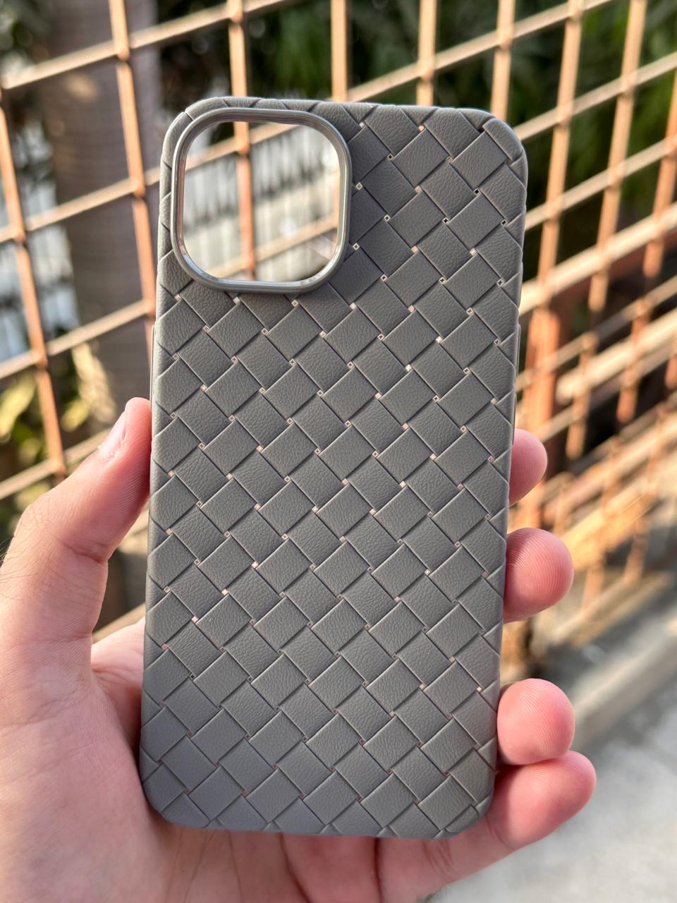 iPhone "15" Woven "Leather Feel" Case - Gray