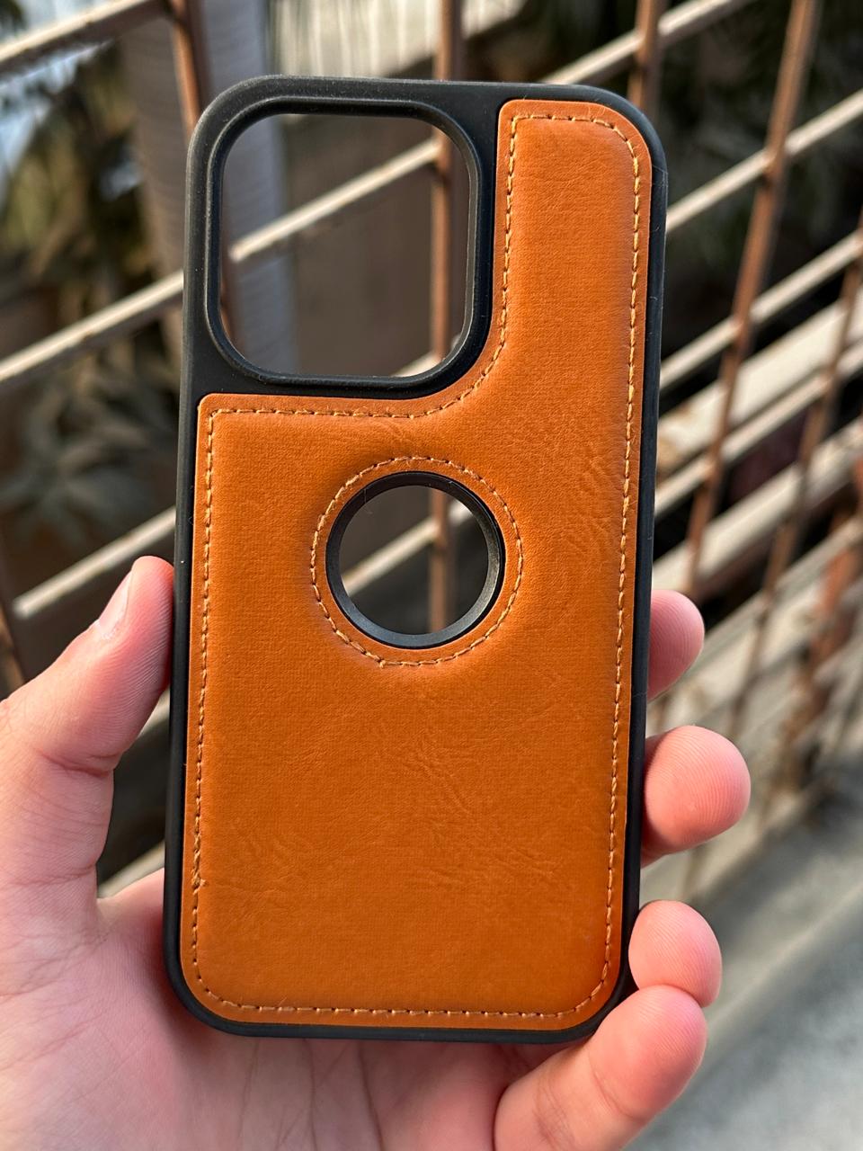 iPhone "14 Pro" Premium J-CASE Leather Case - Camel Secondary image