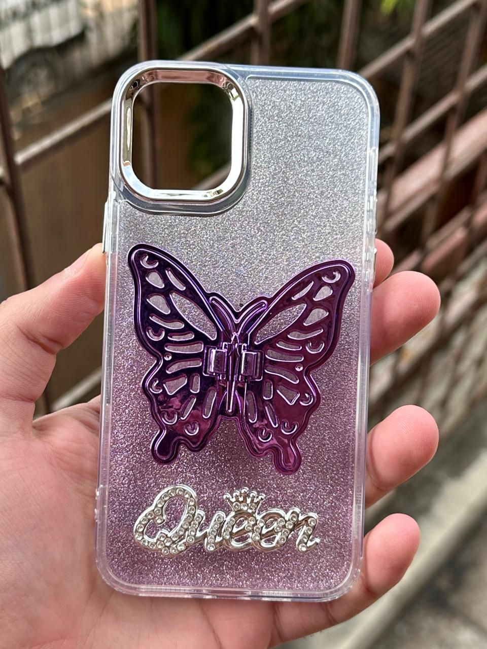 iPhone "11" Queen Butterfly Glitter Case - Purple