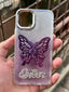 iPhone "11" Queen Butterfly Glitter Case - Purple