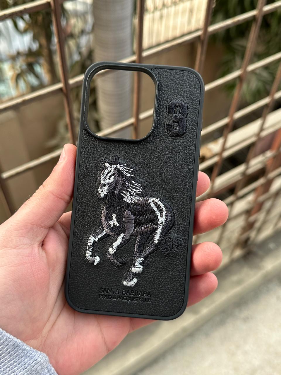 iPhone "15 Pro" Premium Polo Embroidered Case - Black