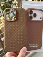 iPhone "14 Pro Max" Woven "Leather Feel" Case - Brown