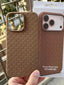 iPhone "14 Pro Max" Woven "Leather Feel" Case - Brown