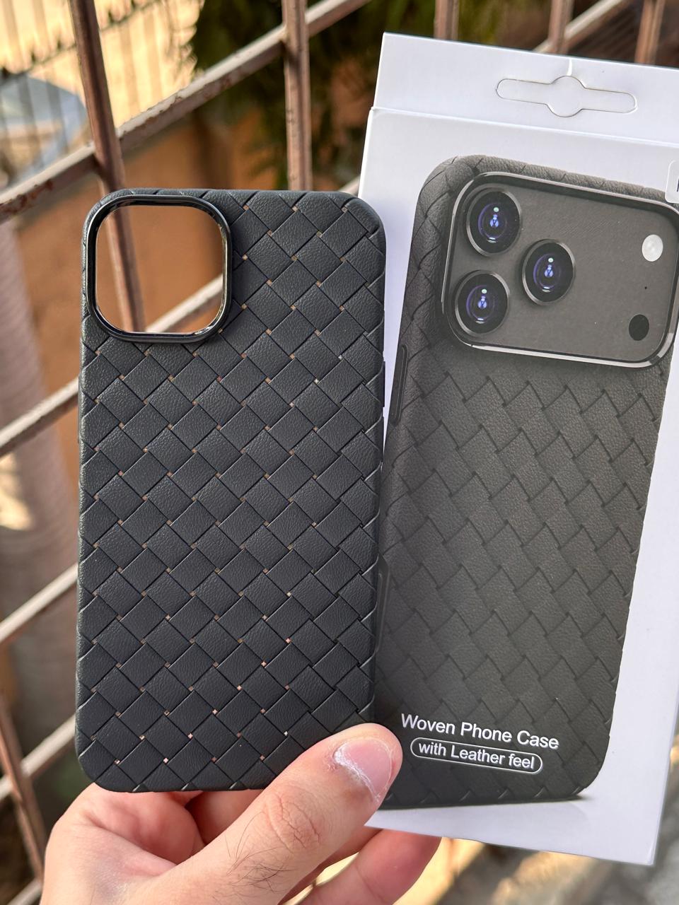 iPhone "13/14" Woven "Leather Feel" Case - Black