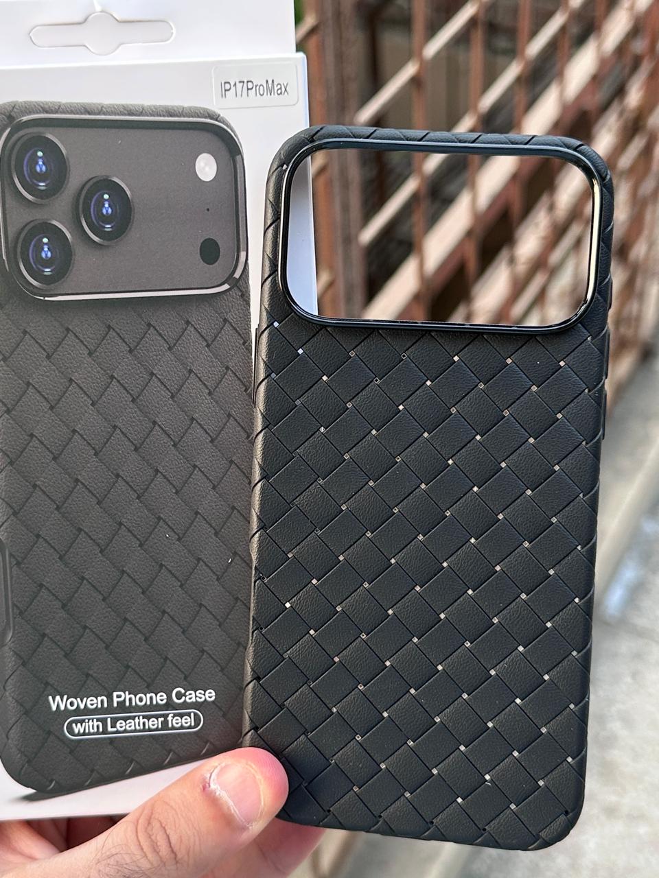 iPhone "17 Pro Max" Woven "Leather Feel" Case - Black