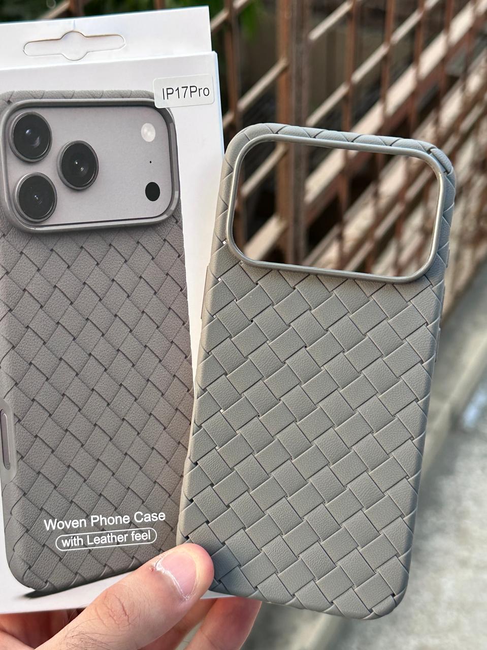 iPhone "17 Pro" Woven "Leather Feel" Case - Gray Main image