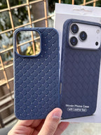 iPhone "15 Pro" Woven "Leather Feel" Case - Blue