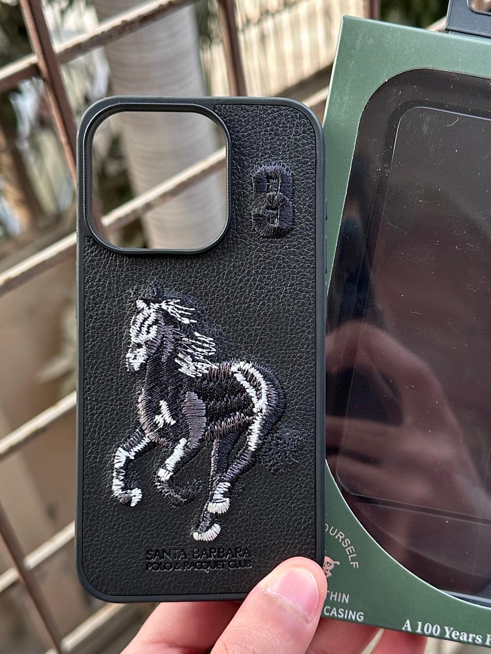 iPhone "15 Pro" Premium Polo Embroidered Case - Black