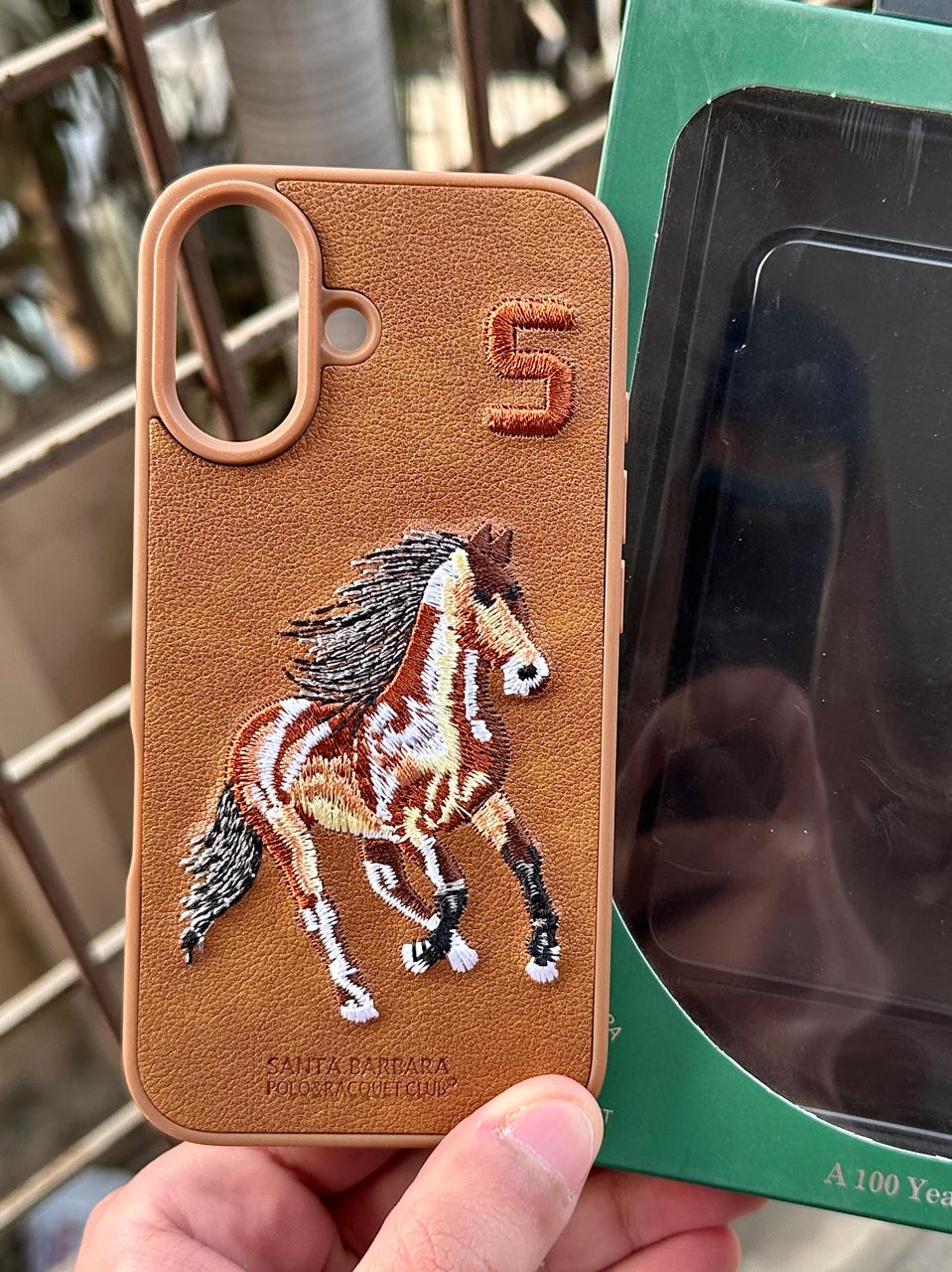 iPhone "16" Premium Polo Embroidered Case - Brown