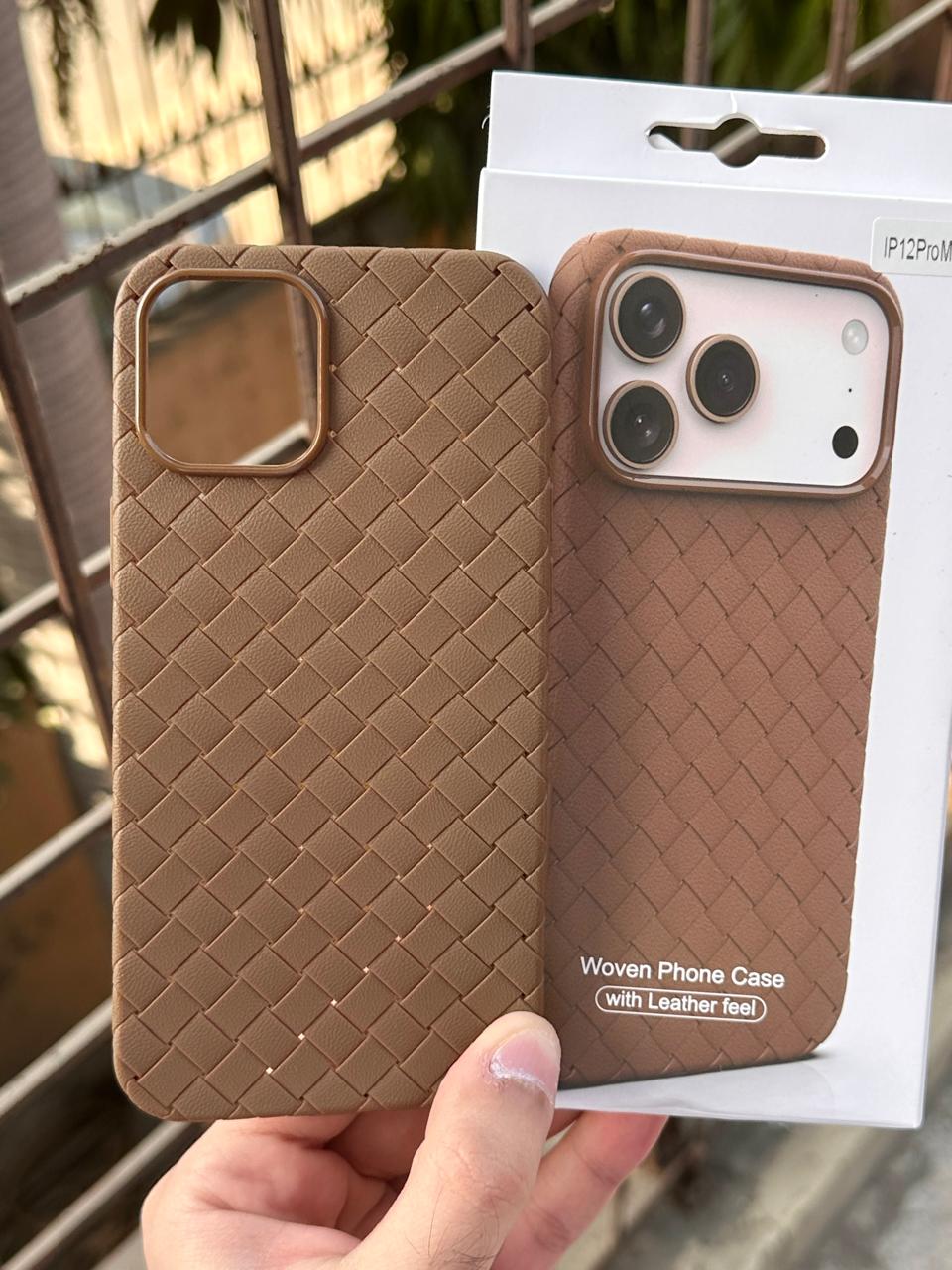 iPhone "12 Pro Max" Woven "Leather Feel" Case - Brown Main image