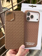 iPhone "12 Pro Max" Woven "Leather Feel" Case - Brown
