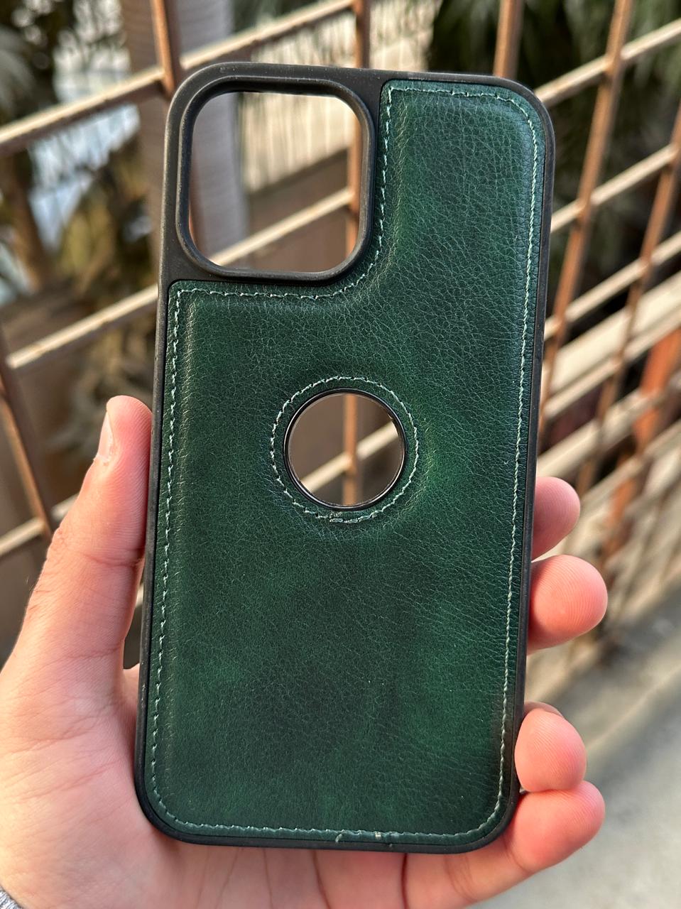 iPhone "13 Pro Max" Premium J-CASE Leather Case - Green