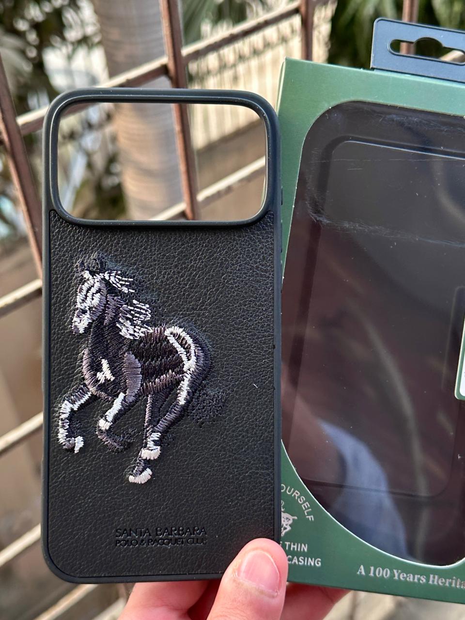 iPhone "17 Pro Max" Premium Polo Embroidered Case - Black