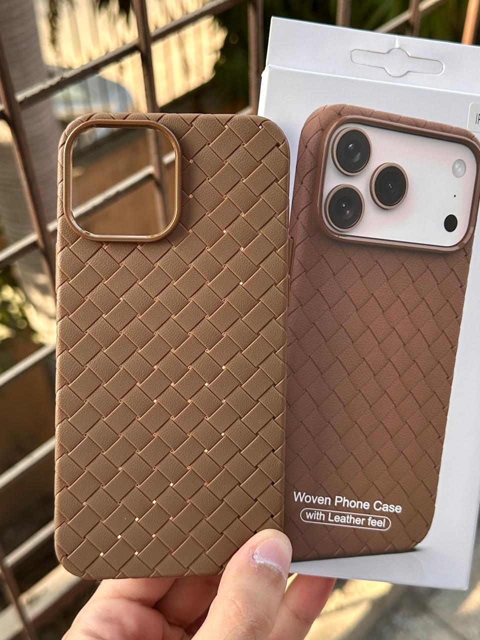 iPhone "13 Pro Max" Woven "Leather Feel" Case - Brown Main image
