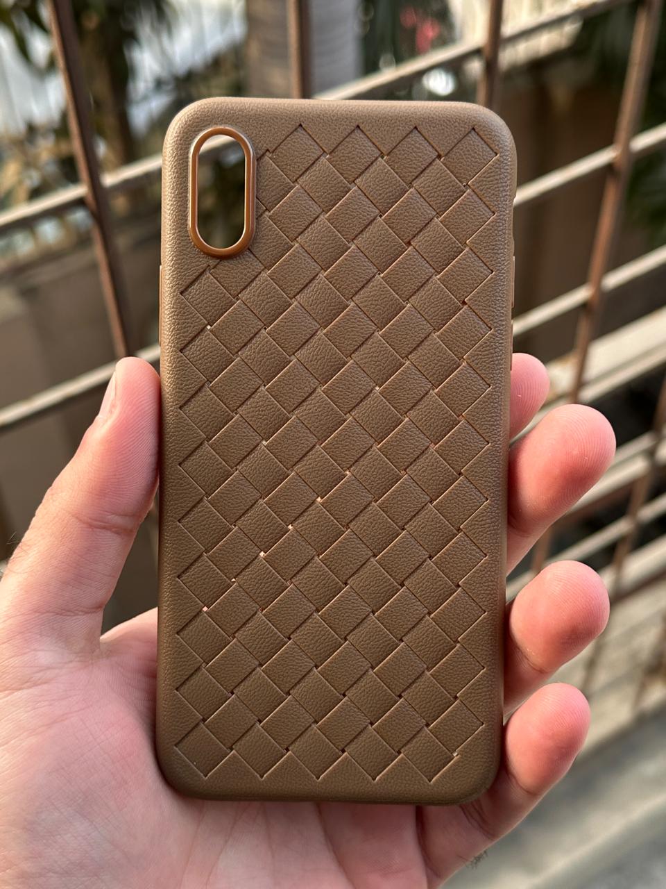 iPhone "X/XS" Woven "Leather Feel" Case - Brown