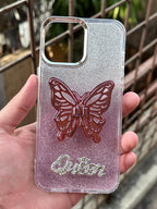 iPhone "12 Pro Max" Queen Butterfly Glitter Case - Baby Pink