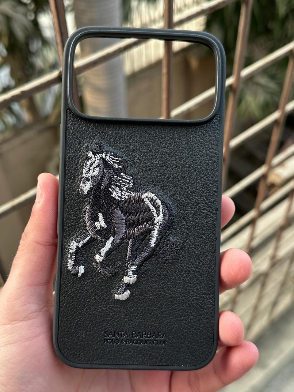 iPhone "17 Pro Max" Premium Polo Embroidered Case - Black