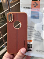 iPhone "X/XS" Spigen Premium Lining Stitched Case - Brown
