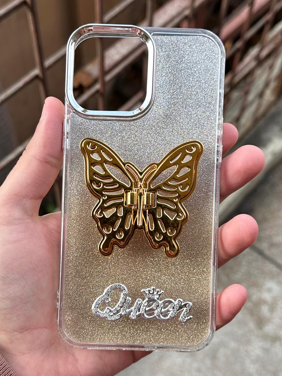 iPhone "12 Pro Max" Queen Butterfly Glitter Case - Gold Main image