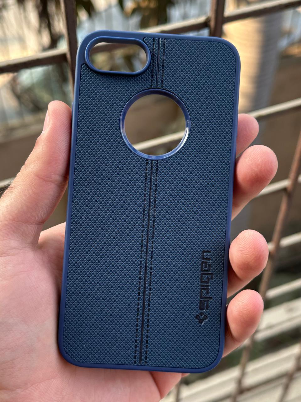 iPhone "SE 2020" Spigen Premium Lining Stitched Case - Blue