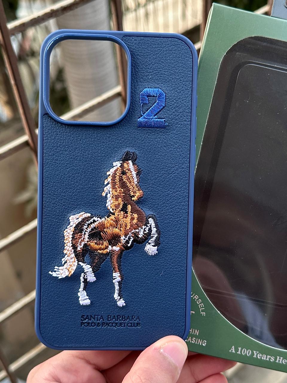 iPhone "15 Pro Max" Premium Polo Embroidered Case - Blue