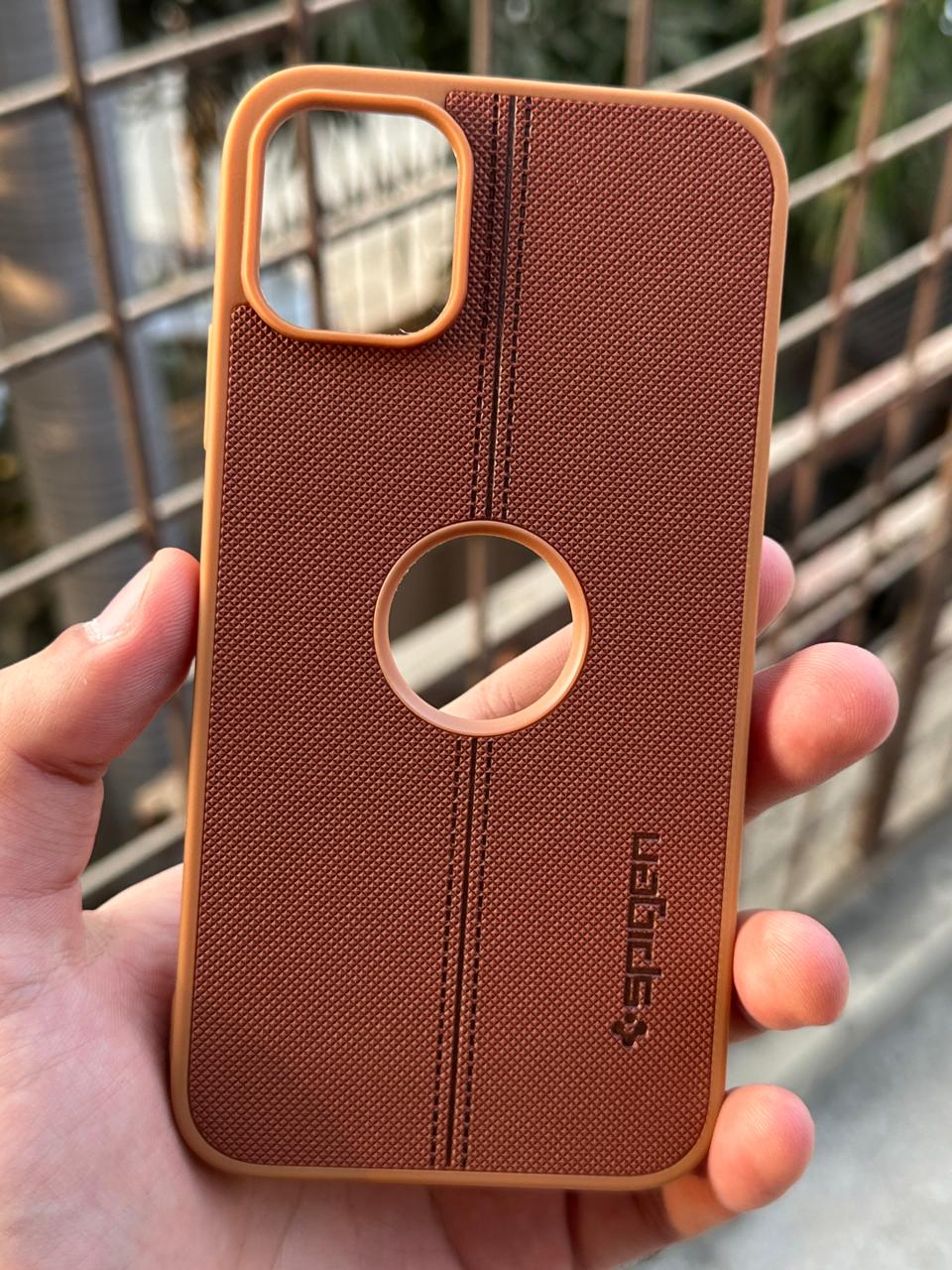 iPhone "11 Pro Max" Spigen Premium Lining Stitched Case - Brown Secondary image