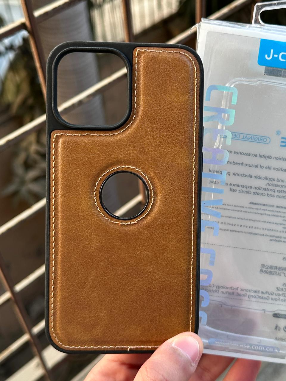 iPhone "13 Pro Max" Premium J-CASE Leather Case - Light Brown
