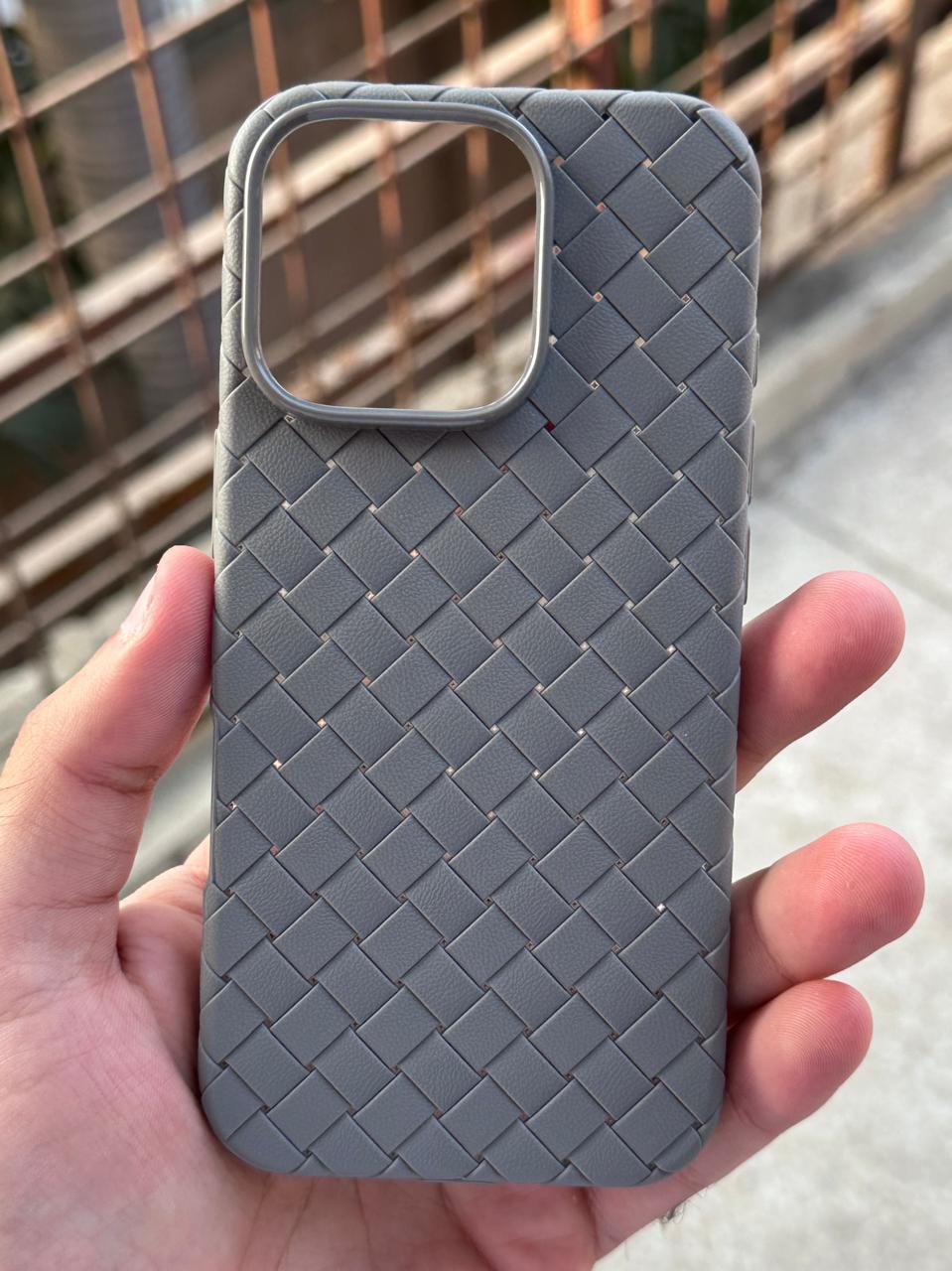 iPhone "16 Pro" Woven "Leather Feel" Case - Gray Secondary image