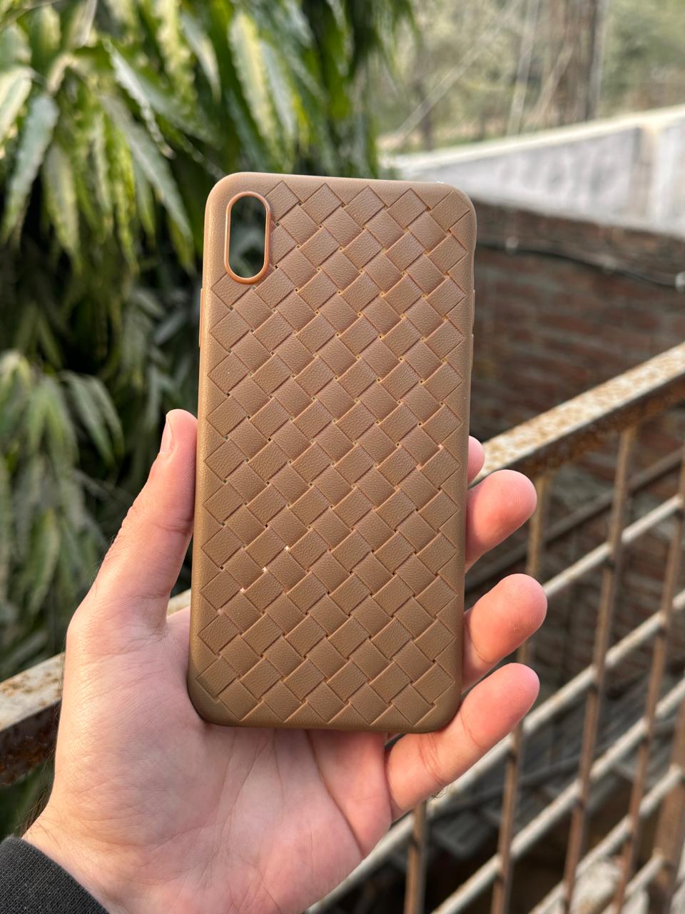 iPhone "XS Max" Woven "Leather Feel" Case - Brown Secondary image