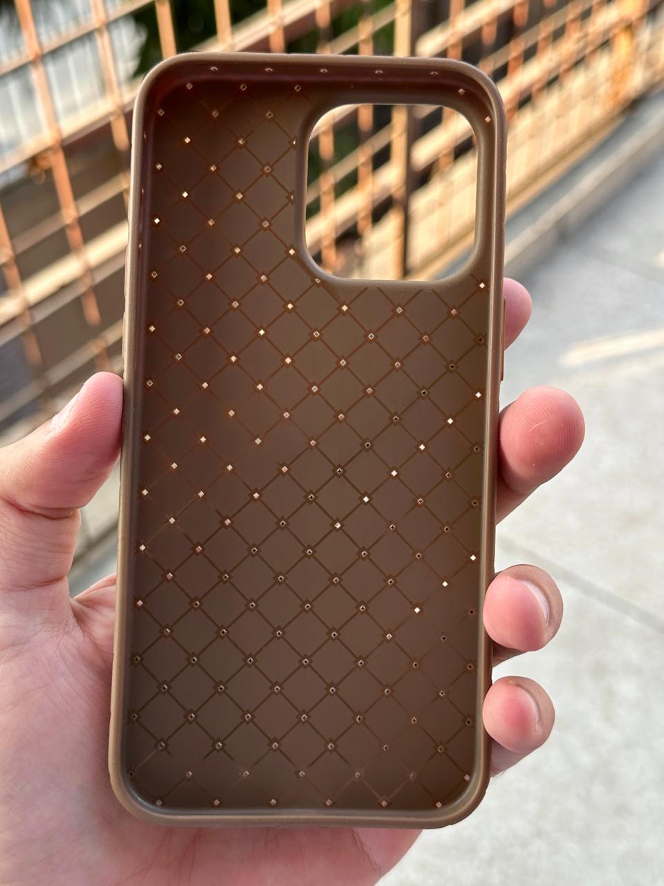 iPhone "15 Pro Max" Woven "Leather Feel" Case - Brown