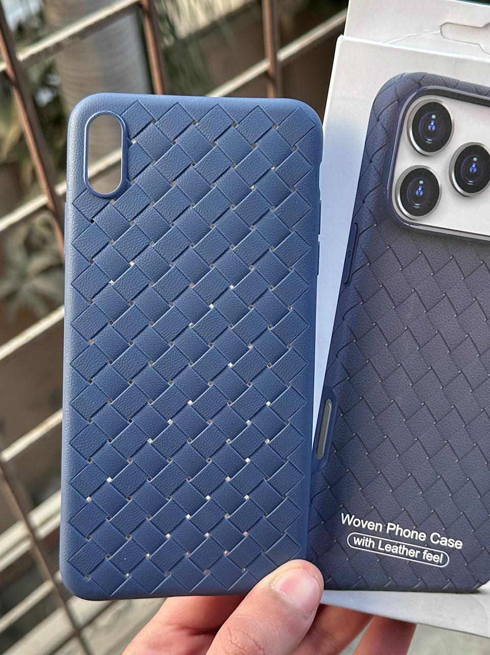 iPhone "XS Max" Woven "Leather Feel" Case - Blue Main image