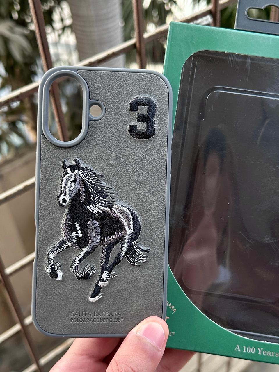 iPhone "16" Premium Polo Embroidered Case - Dark Gray