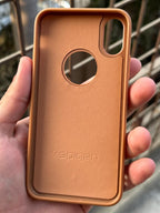 iPhone "XR" Spigen Premium Lining Stitched Case - Brown
