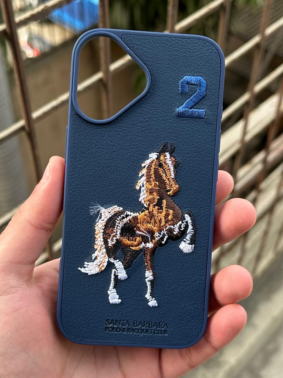 iPhone "17" Premium Polo Embroidered Case - Blue