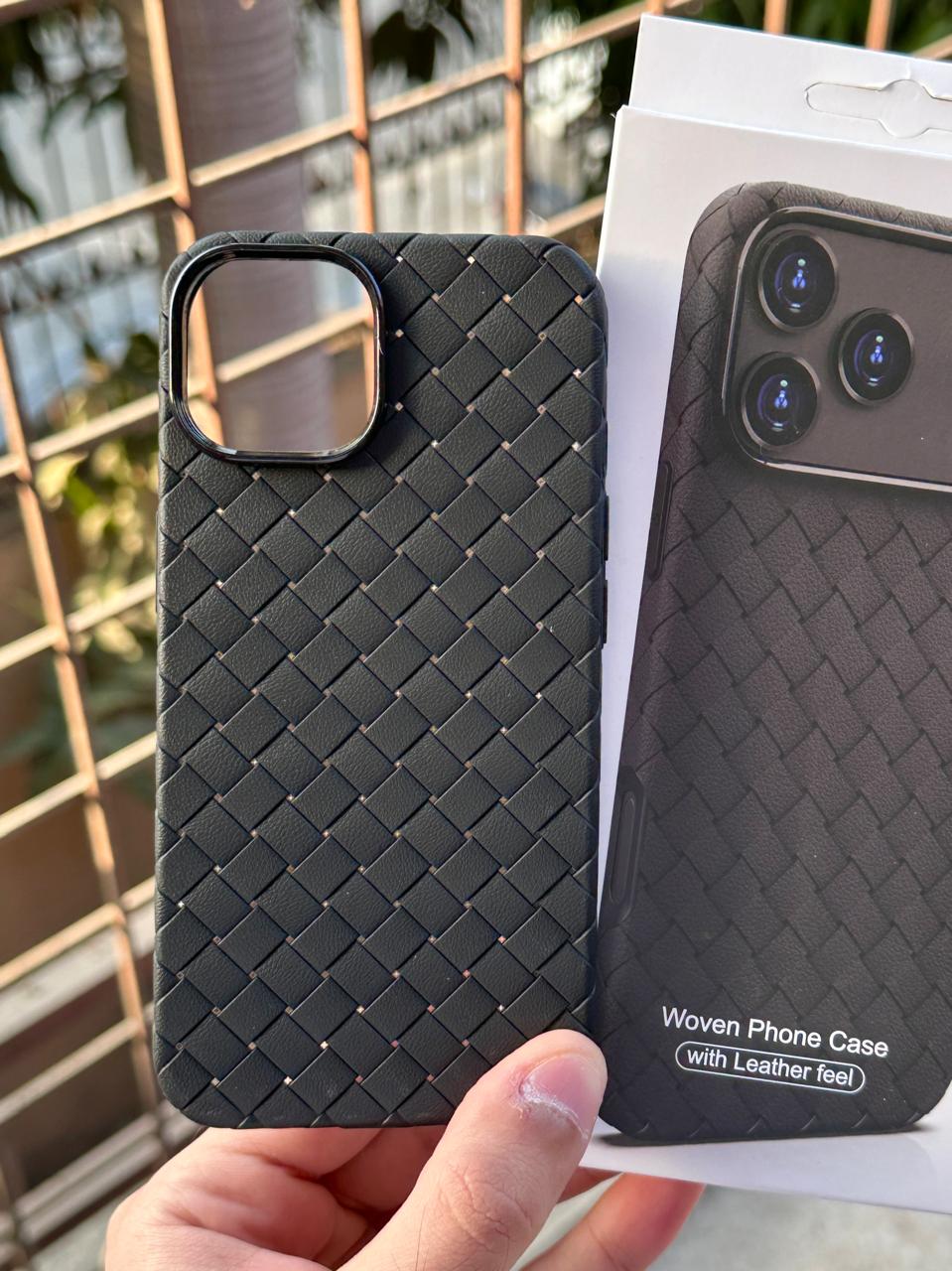 iPhone "15" Woven "Leather Feel" Case - Black Main image