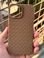 iPhone "13 Pro Max" Woven "Leather Feel" Case - Brown