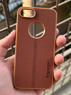 iPhone "SE 2020" Spigen Premium Lining Stitched Case - Brown