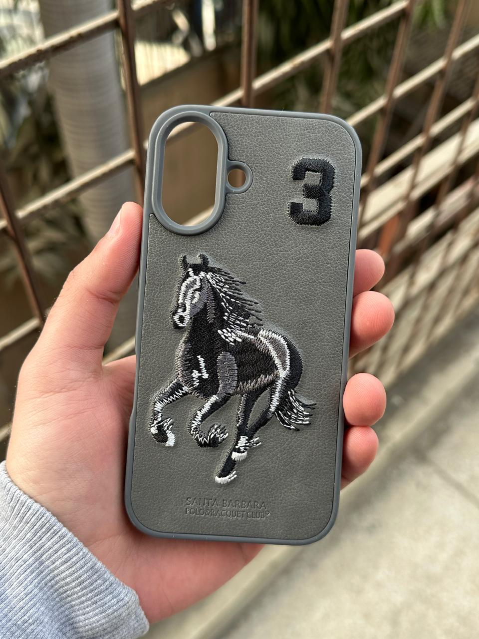 iPhone "16" Premium Polo Embroidered Case - Dark Gray