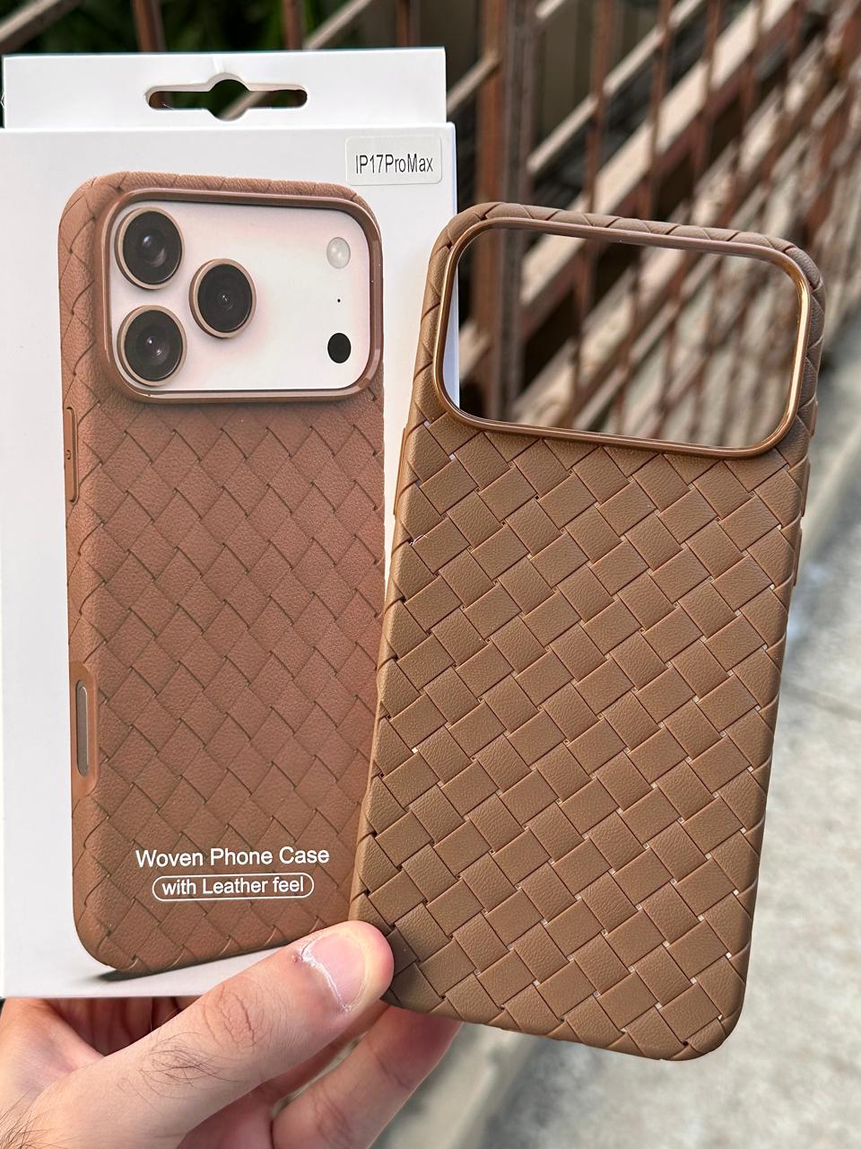 iPhone "17 Pro Max" Woven "Leather Feel" Case - Brown